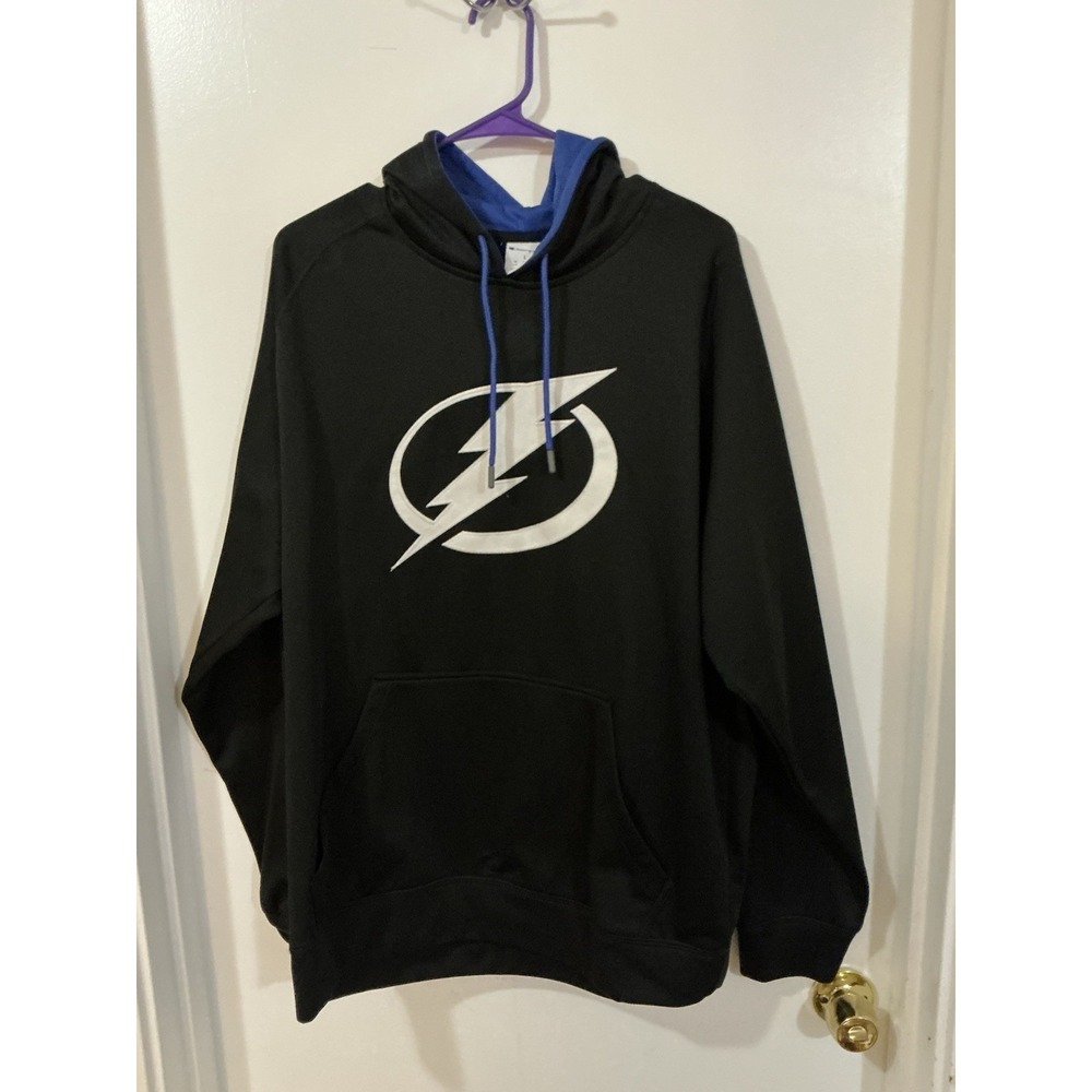 Champion Tampa Bay Lightning NHL‎ Hoodie Black & Blue Medium Hockey Fan Apparel